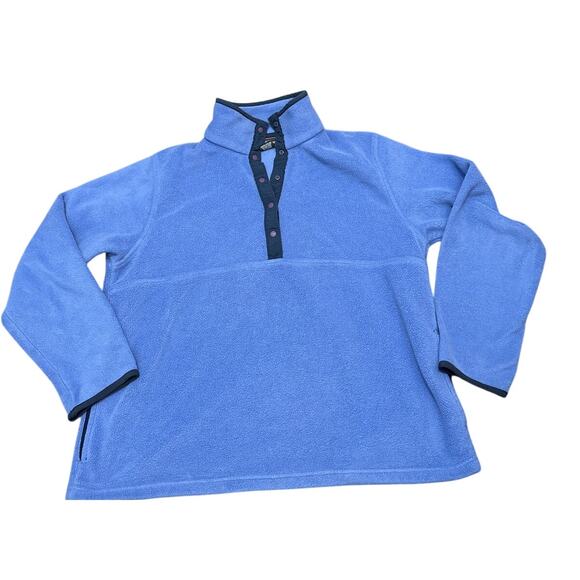 LL Bean Adults' Bean's Classic Fleece Snap Pullover Unisex Size Small Blue - Picture 1 of 4